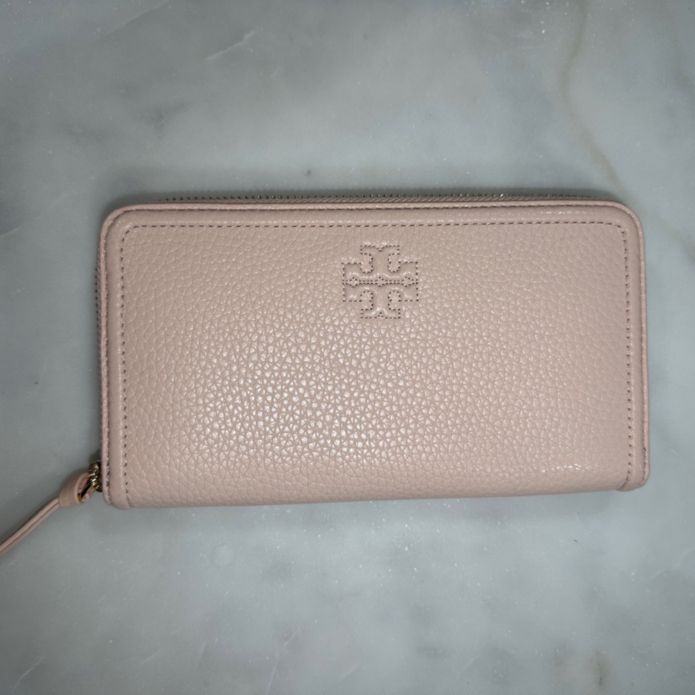 Tory Burch Blush Leather Zip Wallet